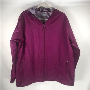 Columbia Lightweight Hooded Windbreaker Rain Jacket - Deep Magenta
